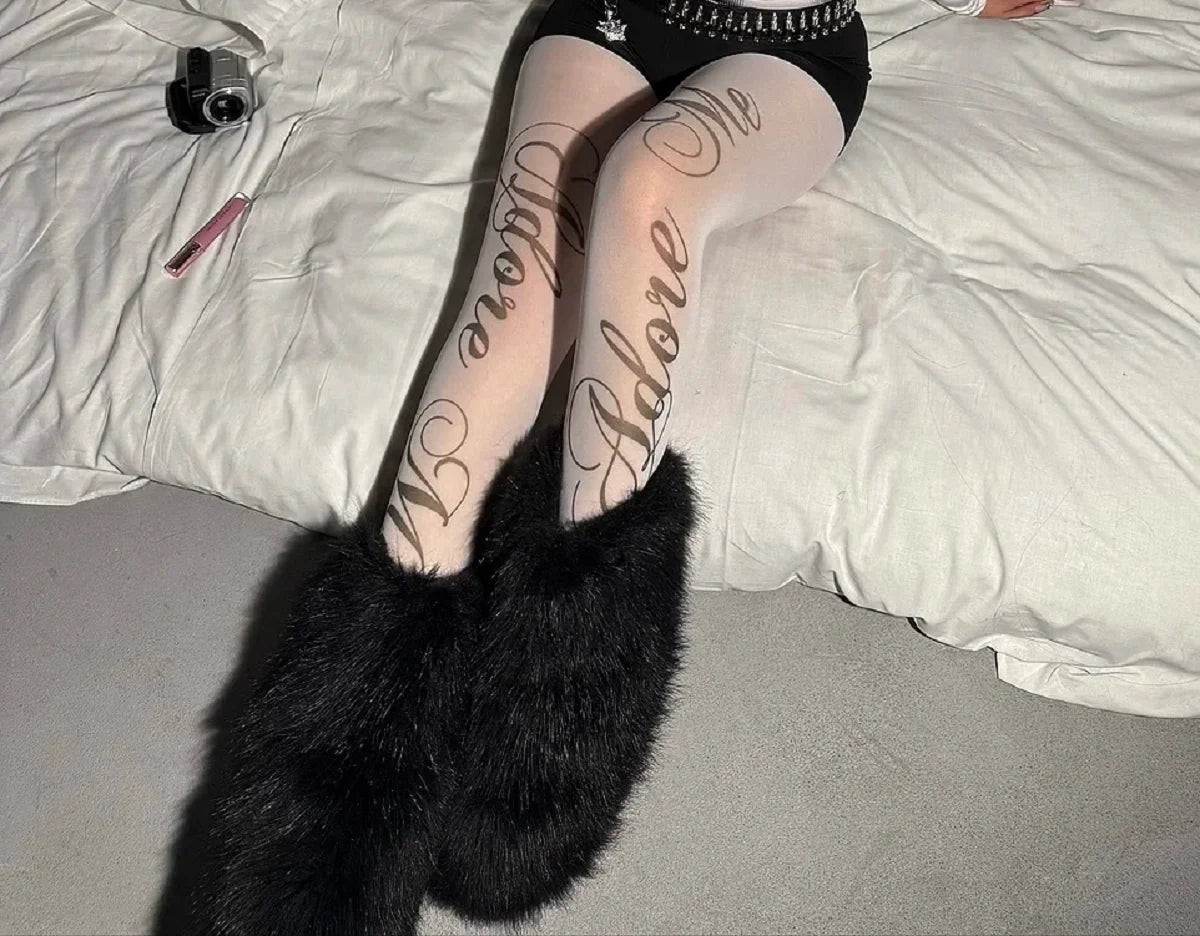 2000s Classic Y2K Style Cute Printed Jumpsuits for Women Japanese Sweet Kawaii Slim Sockings Lolita Thigh High Socks Emo Gilrs