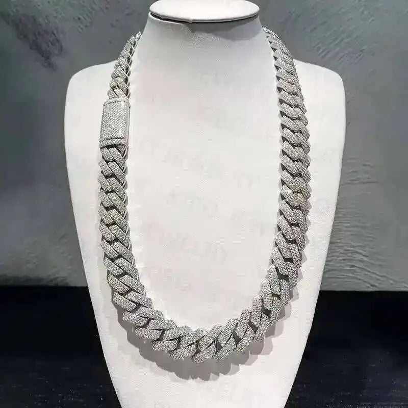 Gra Certificated Pure 925 Sterling Silver Added 18k Gold Plated 10mm Chains Vvs Moissanite Miami Cuban Link