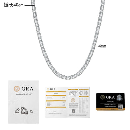 Moissanite Tennis Necklace 18K Gold PT950 Hip Hop