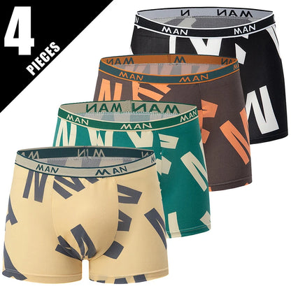 4/10-teiliges Set lässiger und modischer Herrenunterwäsche Bequeme Boxershorts Jugend-Übergröße Sport-Radfahren elastische Shorts