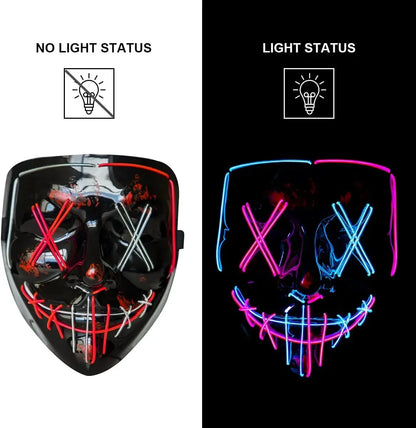 LED Light Up Halloween Mask Scary Cosplay Mask Festival Masquerade Carnival Party Costume Gift