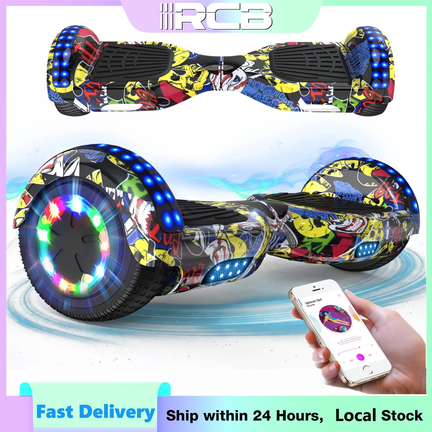 RCB 6.5" Hoverboard | Bluetooth & LED Lights