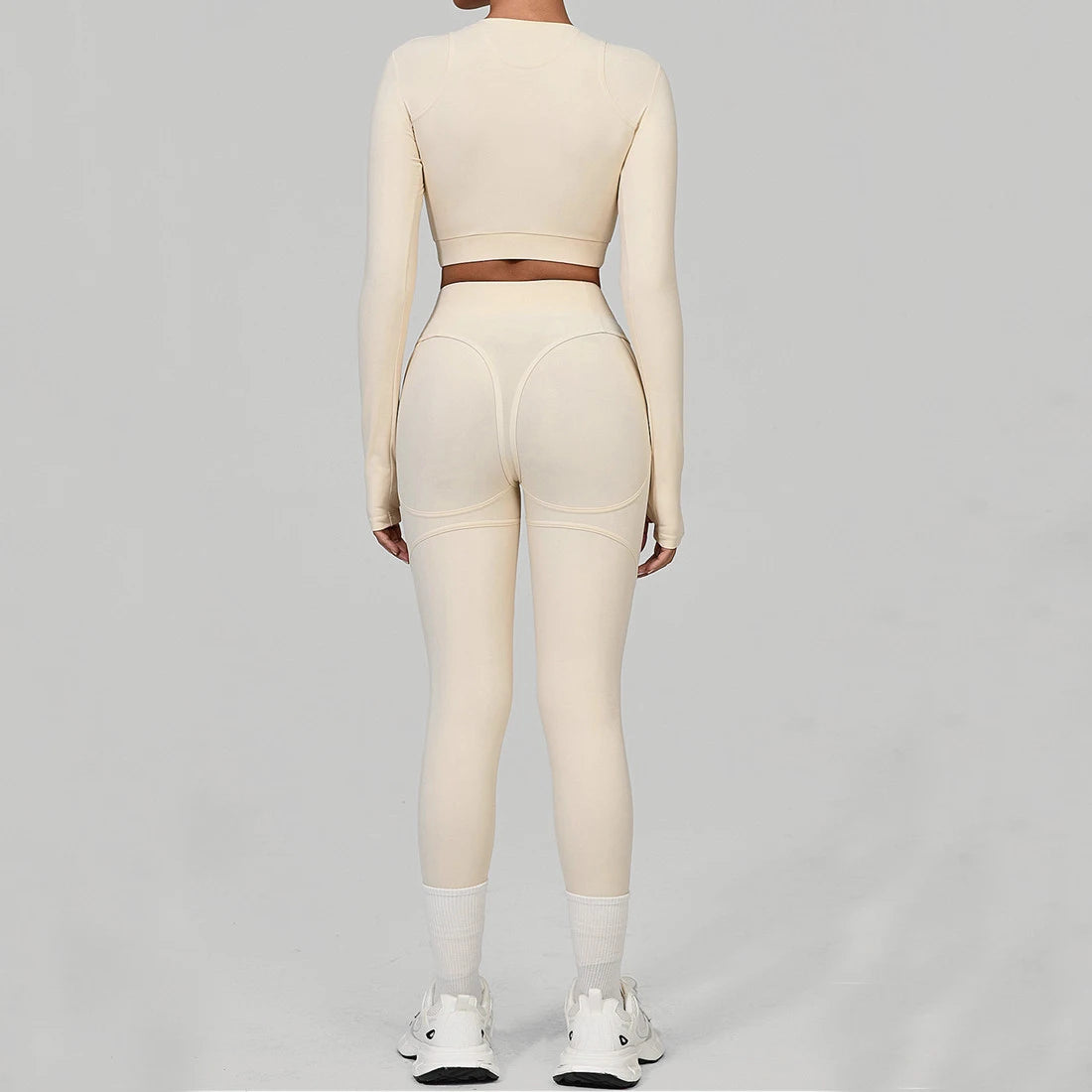 Seamless Yoga Sets Sports Fitness Hip-lifting High Waist Skinny Long-sleeved Suit Running Workout Gym Leggings Sets Women XP160
