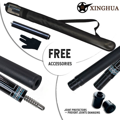 5-PC Carbon Pool Cue Bag Set – 148cm 13mm 20oz