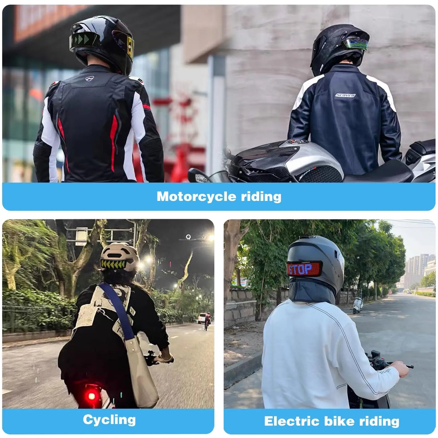 LED Motorcycle Helmet Tail Warning Light Display