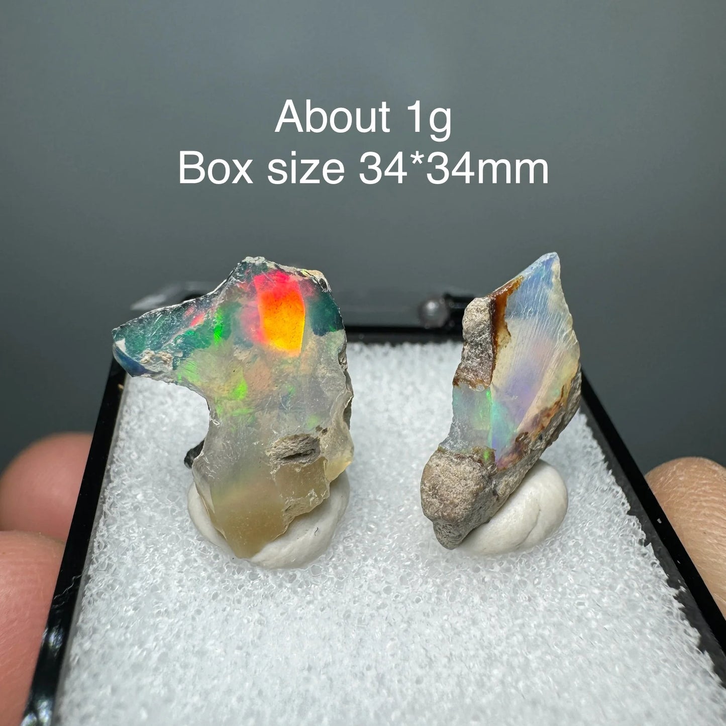 Ethiopia Opal Gem Mineral Specimen – 34x34mm Box