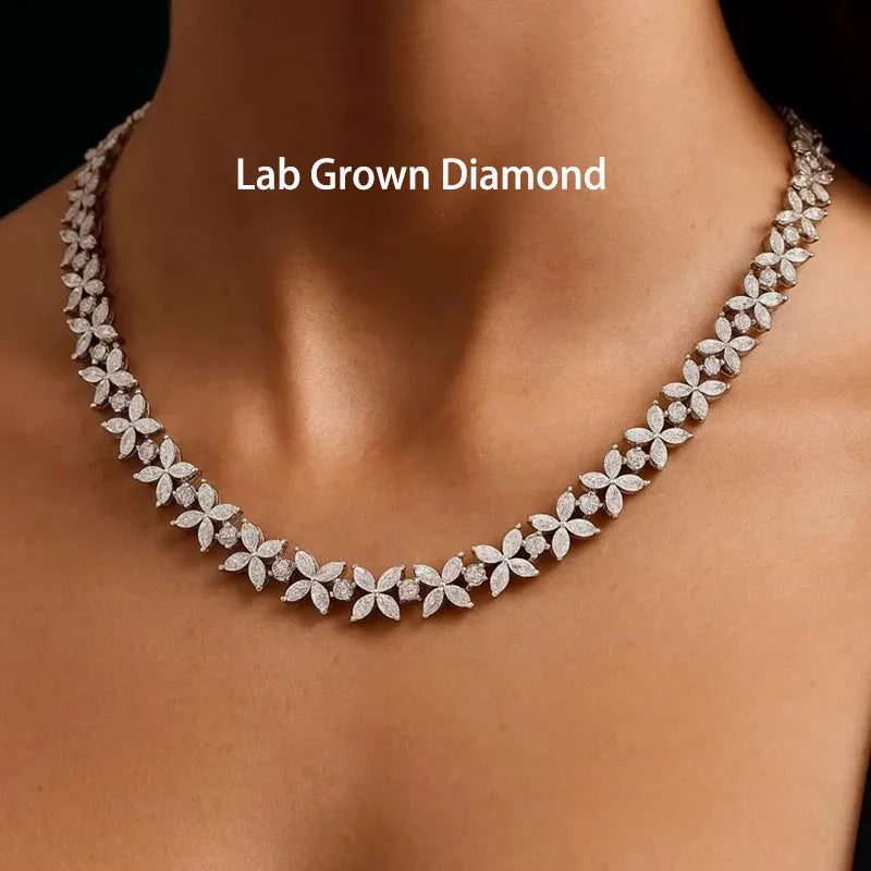 14K Gold 19.4Ctw Lab Grown Diamond Choker Necklace Designer Necklaces