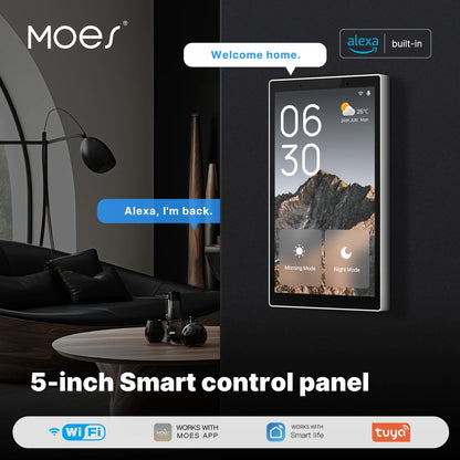 MOES Tuya Wifi Smart 5-Zoll-Touchscreen US Center Control Panel Sprachsteuerung Alexa und ZigBee Gateway Integrierte Szenensteuerung