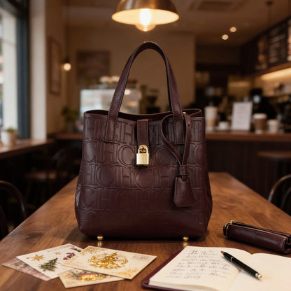 CH Geprägte Damen Crossbody Bag Buchstabendruck Design Damen Handtasche Große Kapazität Tragetasche Elegantes Temperament Damen Schultertasche