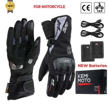 Motorcycle Heated Gloves Touch Screen Winter Warm Skiing Gloves Waterproof Rechargeable Heating Thermal Gloves For Snowmobile