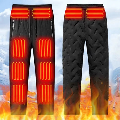 Heated Pants for Men Women, Thick Electric 10 Zones Heating Trousers Winter Outdoor Warm Thermal Trousers (Battery Not Included)