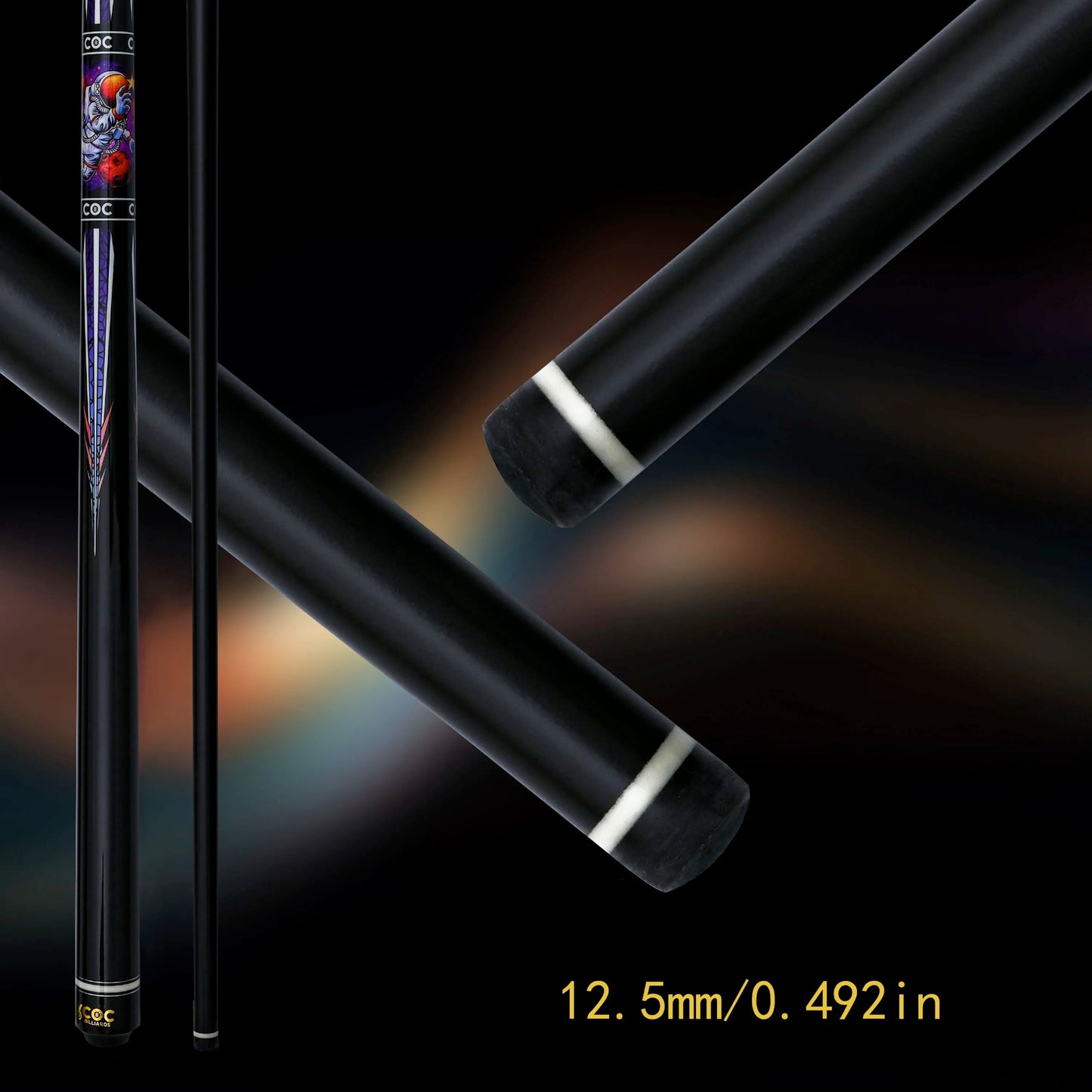 Low Deflection 12.5mm Professional Carbon Composite Pool Cue - Multi-Layer Tip & Stainless Steel Joint | High Performance cue