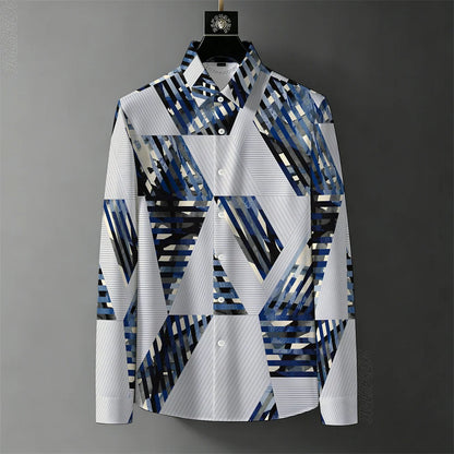 Teglex Men's Retro Graffiti Print Long Sleeve Shirt