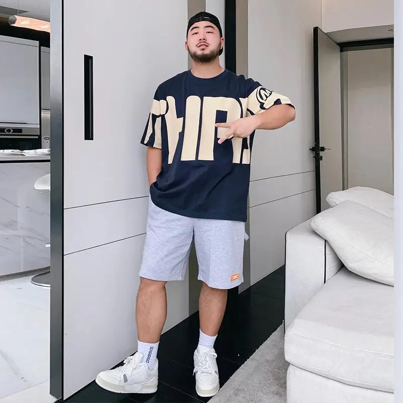 Men's Oversized Alphabet Print T-Shirt | 5XL
