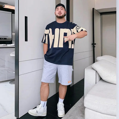 Men's Oversized Alphabet Print T-Shirt | 5XL