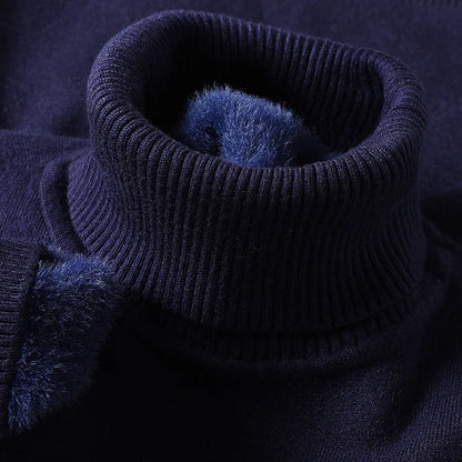 Sweatwear Mens Anti-pilling High Quality Knitted Turtleneck Sweater Slim Fit Long Sleeve Pullover Solid Color Trend Men Clothing