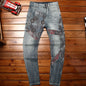 Jeans mit Stickmuster, Herren, modisch, Stretch, Persönlichkeit, elegant, lässig, Retro, Used-Look