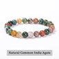 JD Natursteinperlen Armband Amethyst Tigerauge Kristall Quarz Achat Edelstein Perlen Armreifen Damen Herren Reiki Heilung Schmuck Geschenk