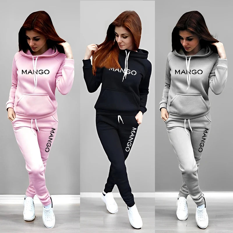 Letter Printing Womens Tracksuit Casual Hooded Sweatshirt 2 Pcs Set Sports Jogging Home Woman Clothing Street Quality Pants Suit