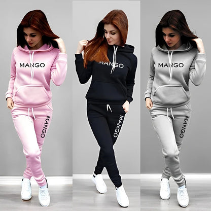Letter Printing Womens Tracksuit Casual Hooded Sweatshirt 2 Pcs Set Sports Jogging Home Woman Clothing Street Quality Pants Suit