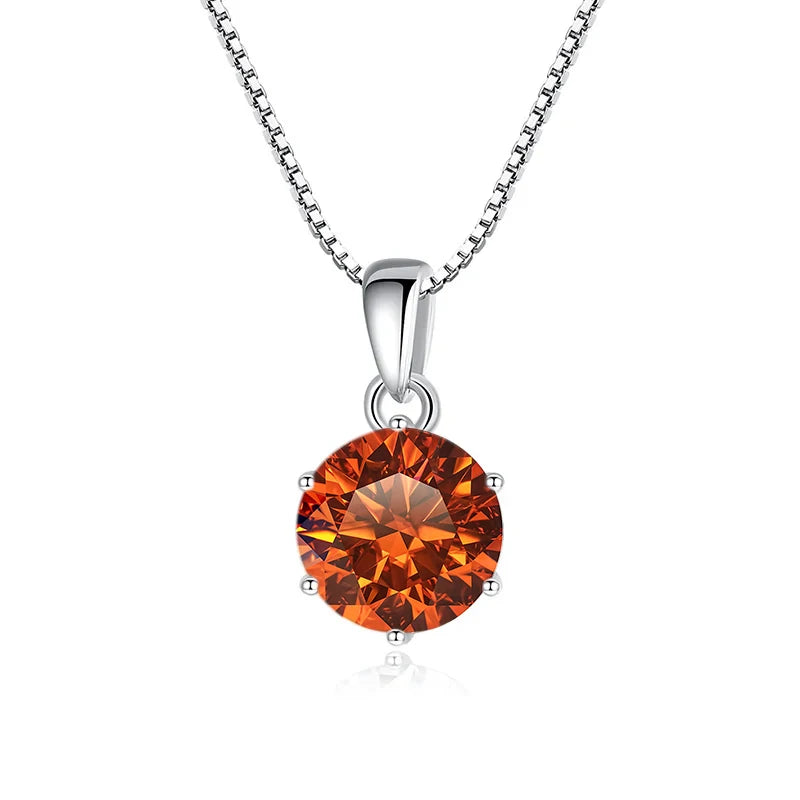 JoyceJelly 1 CT Real Moissanite Pendant Necklace For Women Royal Blue Color Moissanite 925 Sterling Silver Wedding Fine Jewelry