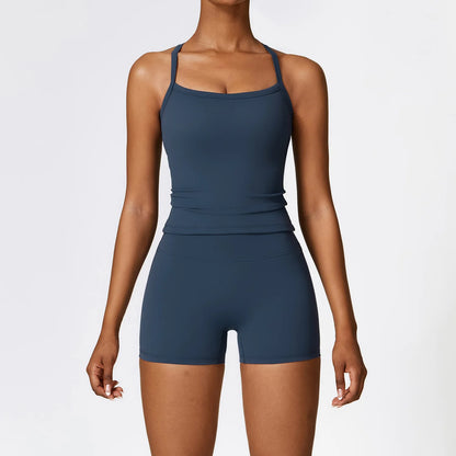 2PCS Yoga Set Women Gym Clothing Fitness Workout Set Sportswear Female Long Sleeve Crop Top High Waist Leggings Sports Suits