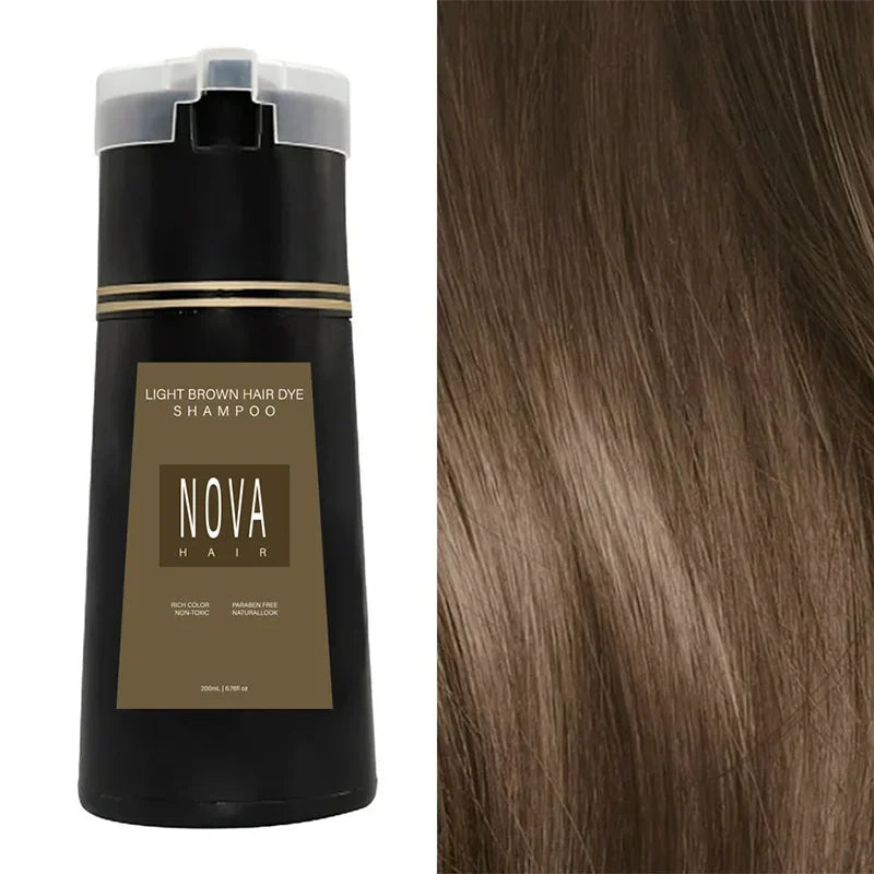 Nova Haarfärbemittel 3-in-1 Haarpflege Shampoo Natürliches Schnellweißhaar Gefärbtes Schwarzes Haarfärbemittel Dauerhafter Komfort Männer Frauen Haarpflege