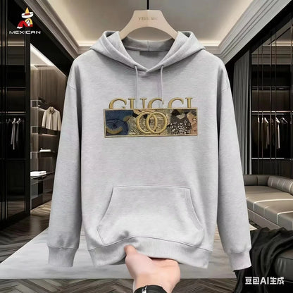 Lockere Baumwoll-Hoodies mit hochwertigem Print für Herren und Damen Herbst und Winter