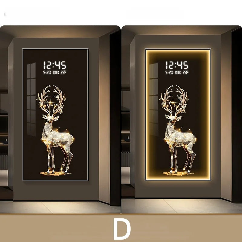 Elk Modern LED Clock Wall Mural Bedroom Corridor Decor