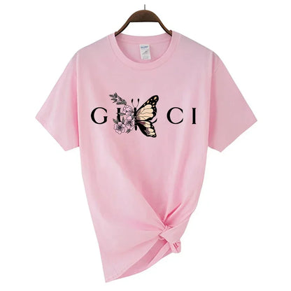Hochwertiges Damen-T-Shirt mit Buchstaben-Print, lässige Bluse, Oberteile, Sommer, klassischer Stil, Kurzarm, Damen, Harajuku, Y2K-Tee