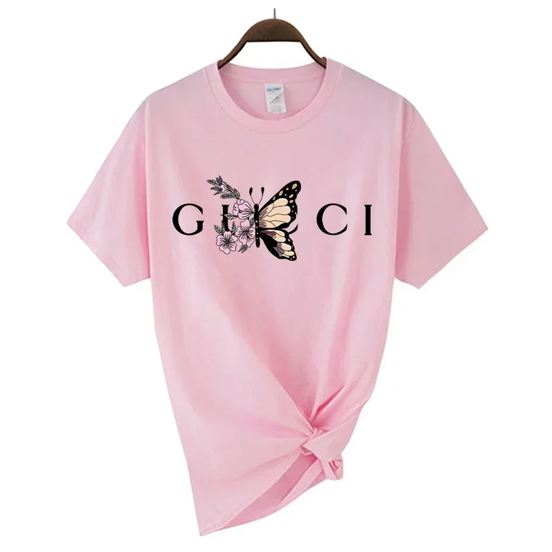 Hochwertiges Damen-T-Shirt mit Buchstaben-Print, lässige Bluse, Oberteile, Sommer, klassischer Stil, Kurzarm, Damen, Harajuku, Y2K-Tee