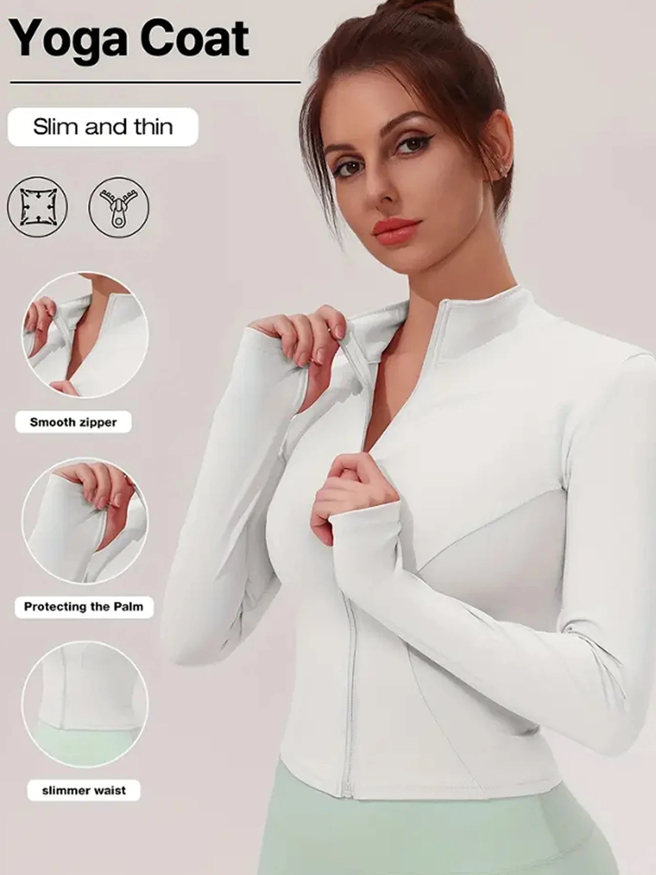 Fitnessjacke, Damen eng anliegendes, schnell trocknendes Oberteil, Herbstkollektion 2025, langärmeliger Sonnenschutz-Stehkragen, Sport Pilates