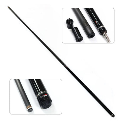 Black fishing rod with close-up insets on a white background
