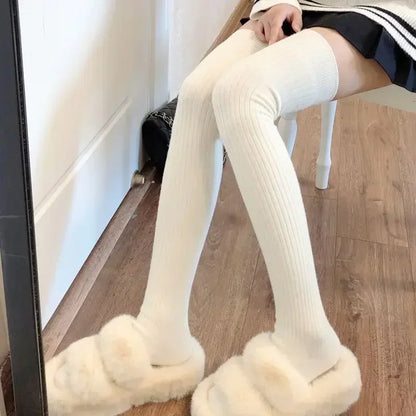 Frühling Herbst Kniestrümpfe für Damen Weiße vertikale Streifen Lange Socken Mode Mädchen JK Skinny Stiefelsocken Japanischer Stil