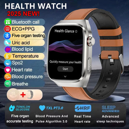2025 Neue Mikro-Vorsorgeuntersuchung Smartwatch für Herren Harnsäure Körperfett Fünf-Organe-Gesundheitsuhr Bluetooth-Anruf Smart-Armband