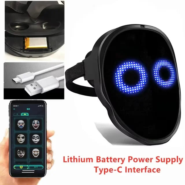 LED Mask Bluetooth APP Programmable Halloween Face