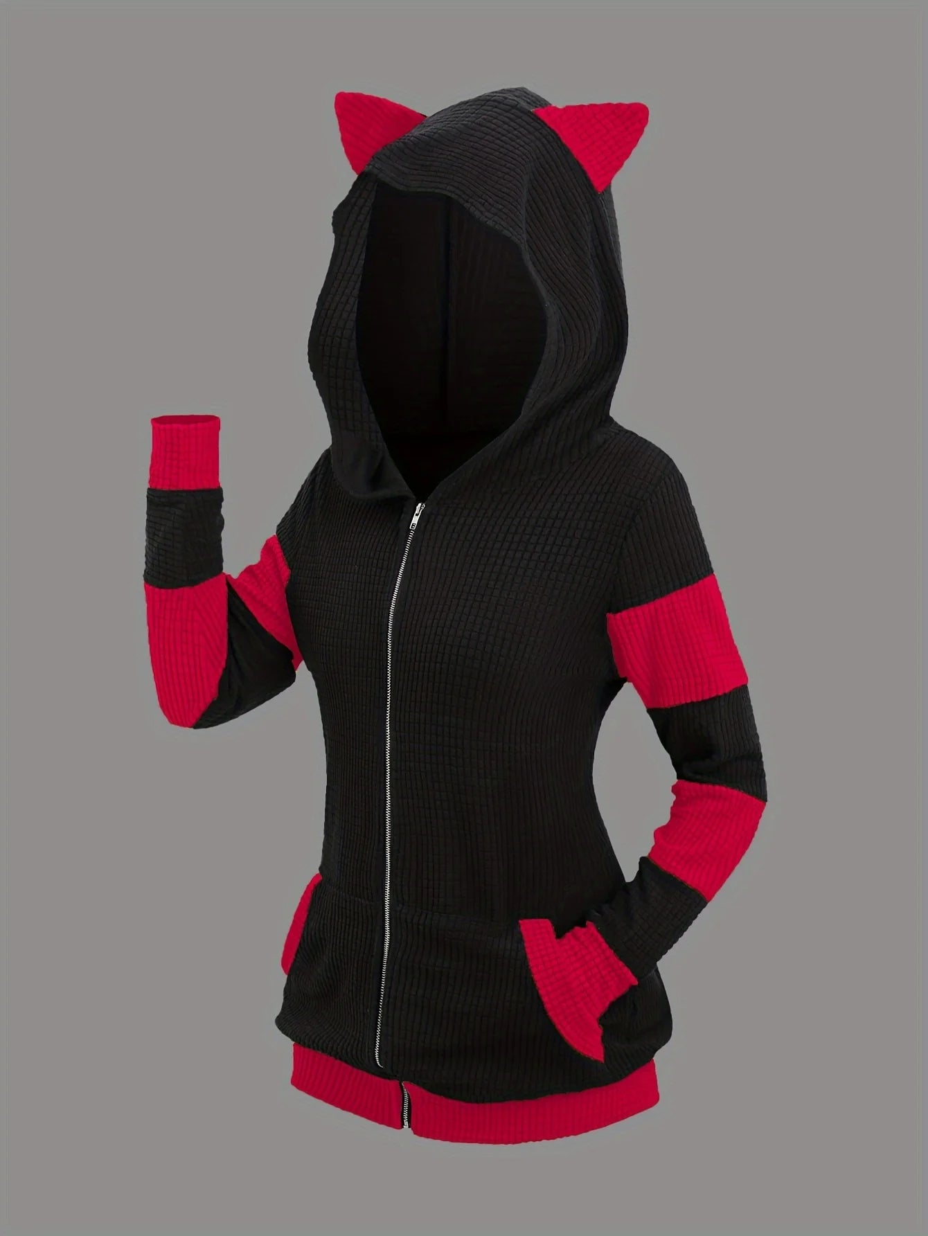 European cat ears long hooded pullover sweater coat