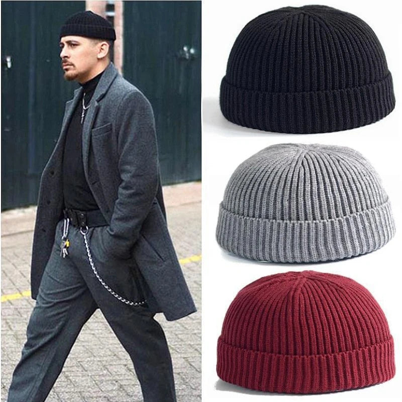 Rimiut Strickmütze für Herren & Damen Mützen Wolle Mode Einfache Warme Mütze Beanies Einfarbig Herbst Winter Mütze Trendiger Stil