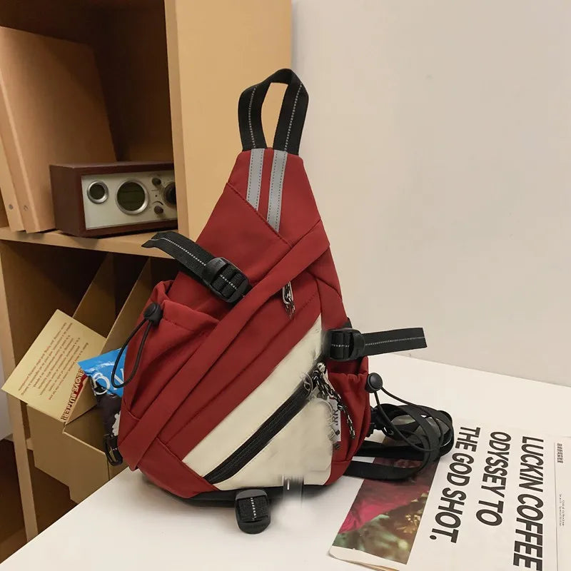 Trendige multifunktionale doppelte Schulter-Rucksack Sportbogen-Fahrrad-Herren-Umhängetasche Funktionelle Arbeitskleidung Brusttasche