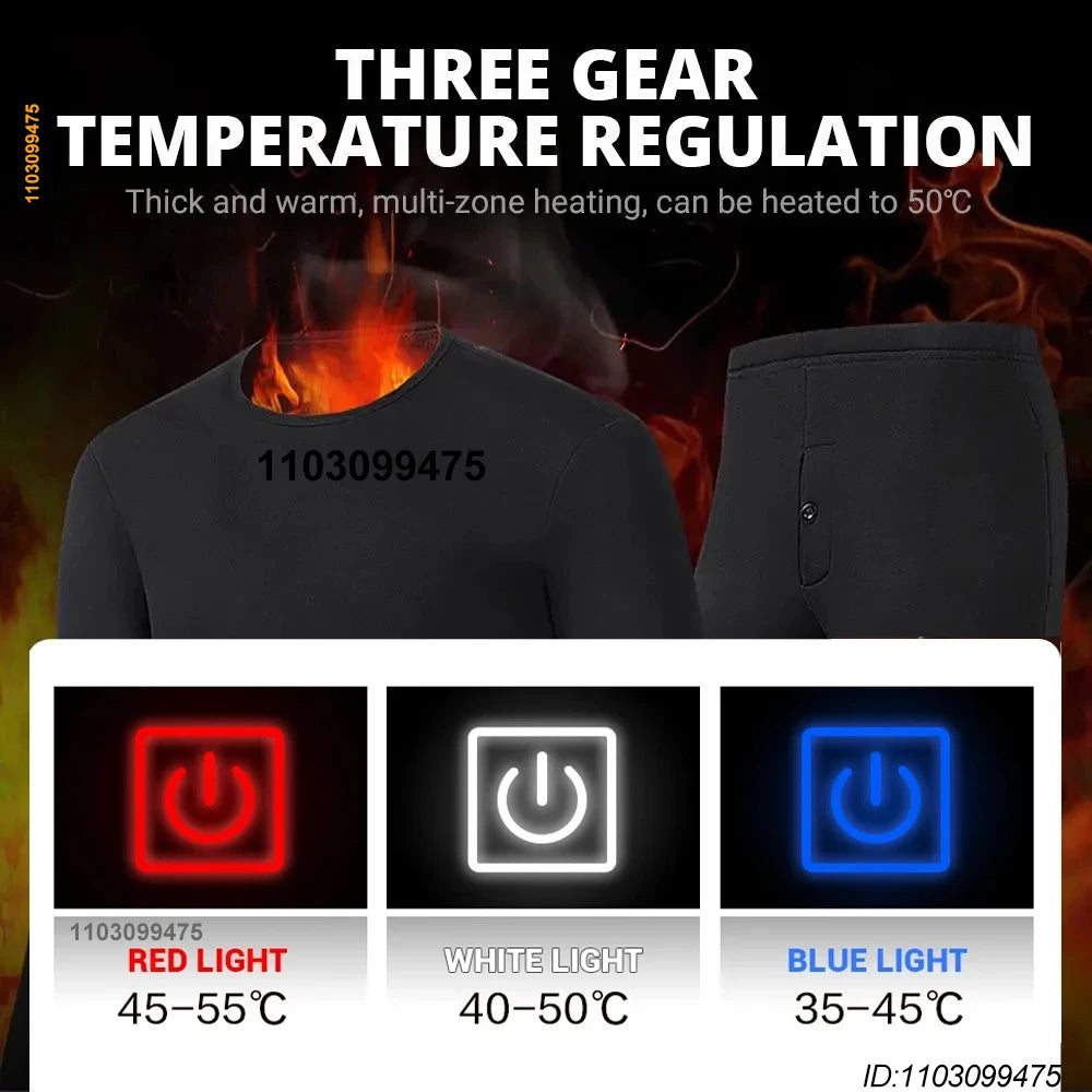52 Areas Heated Underwear Skiing Electric Heated Skiing Underwear Winter Snowboarding Thermal Underwear Women Men Heating Jacket