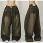 American Y2K 2025 New Baggy Wide Leg Black Jeans Overszied Women Street Casual Joker Denim Pants Couple Jeans Vintage Streetwear