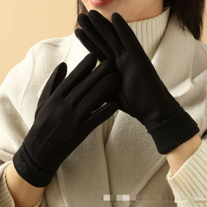 Winter Cashmere Gloves for Women Warm Touch Screen Gloves Cold Protection Full Finger Mittens Outdoor Cycling Thick Woolen Glove
