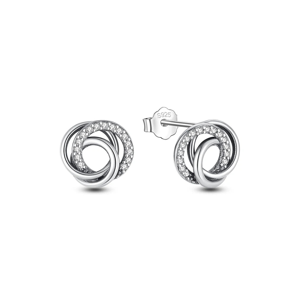 Original 925 Sterling Silber Ohrringe 2025 Stecker Creolen Kristall Ohrringe für Damen Roségold Krone Herz Unendlichkeit Biene Ohrring Schmuck