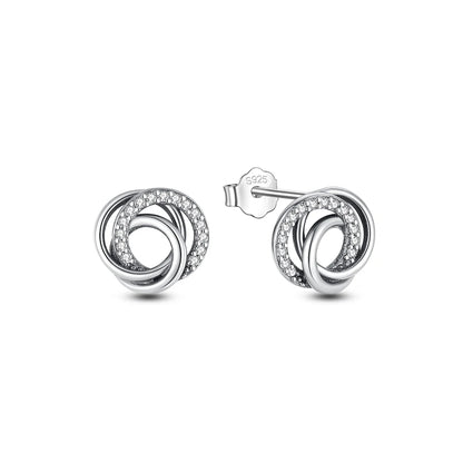 Original 925 Sterling Silber Ohrringe 2025 Stecker Creolen Kristall Ohrringe für Damen Roségold Krone Herz Unendlichkeit Biene Ohrring Schmuck