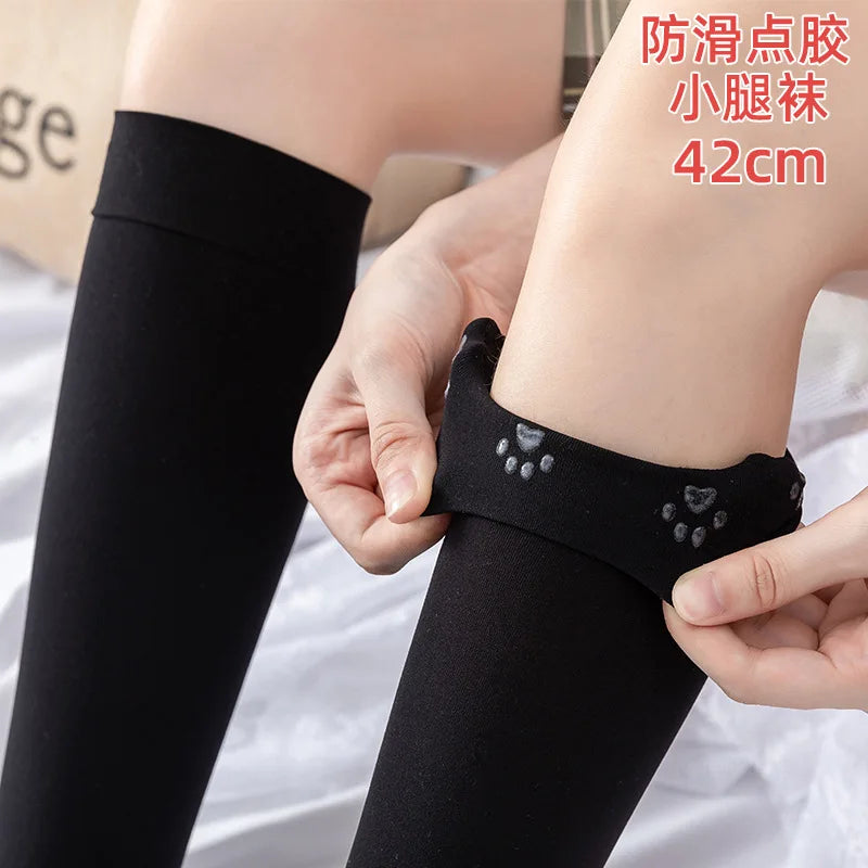Lange Overknee-Strümpfe aus Samt, hohe Elastizität, einfarbig weiß, rutschfest, schmal, für Damen und Mädchen, Körpergröße 190 cm, Strümpfe