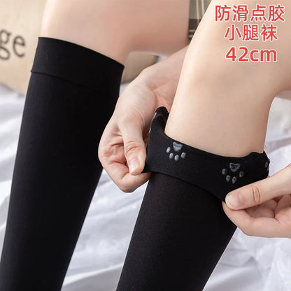 Lange Overknee-Strümpfe aus Samt, hohe Elastizität, einfarbig weiß, rutschfest, schmal, für Damen und Mädchen, Körpergröße 190 cm, Strümpfe