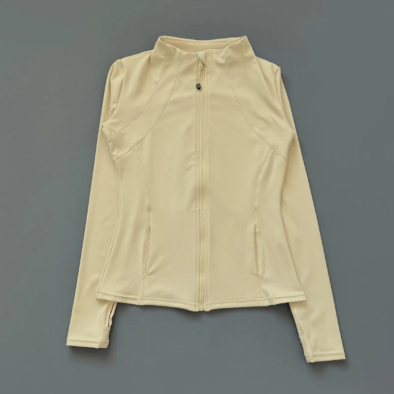 New yoga wear ladies coat round high elastic loose exercise yoga fitness long sleeve stand-up collar  yoga tops