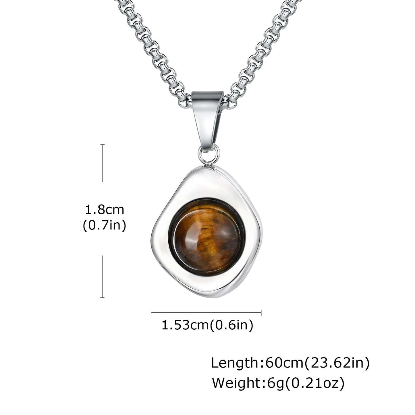Trendy Pendant Necklaces for Men Boys,Square Natural Stone Stainless Steel Necklaces,Hip Hop Cool Healing Jewelry Gifts