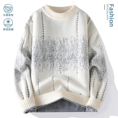White sweater with gray pattern on a white background