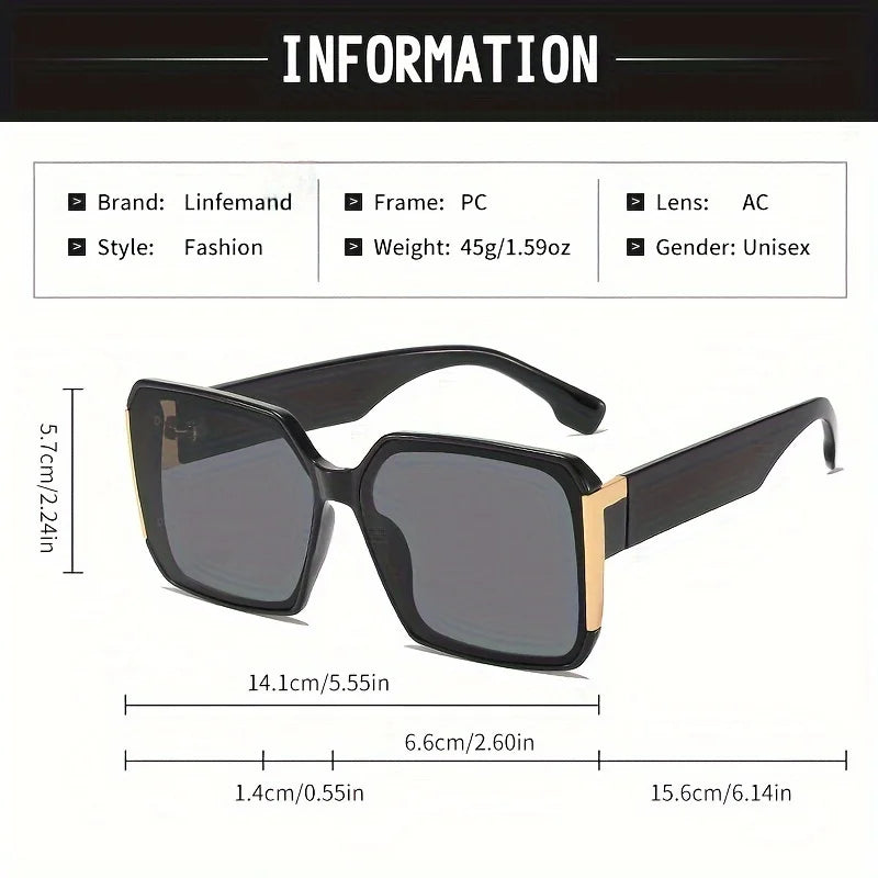 LINFEMAND Fashion Large Frame Decoration Glasses for Women UV400 Sunglasses Set Summer Dance Party Holiday Gift